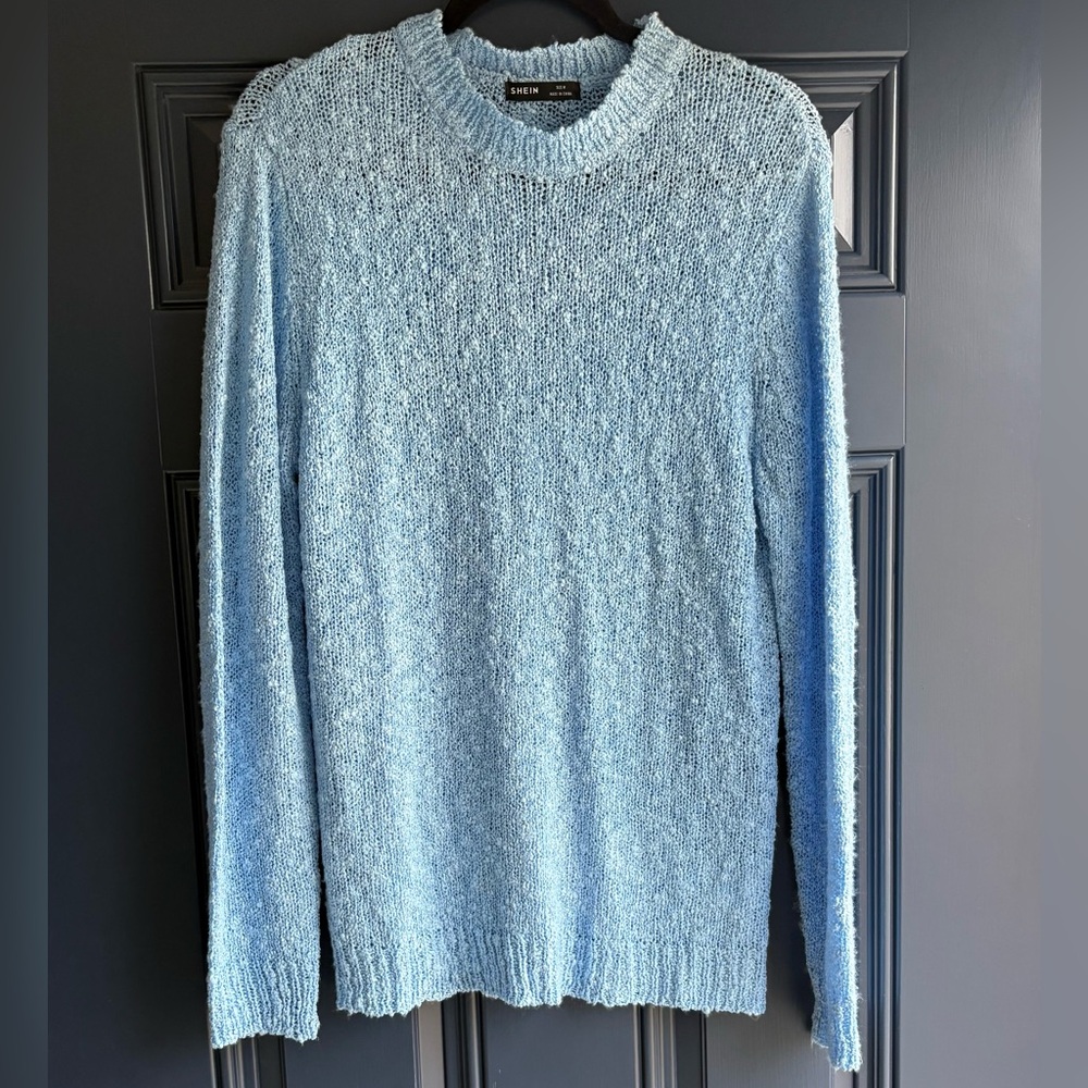 SHEIN Sky Blue Crewneck Sweater